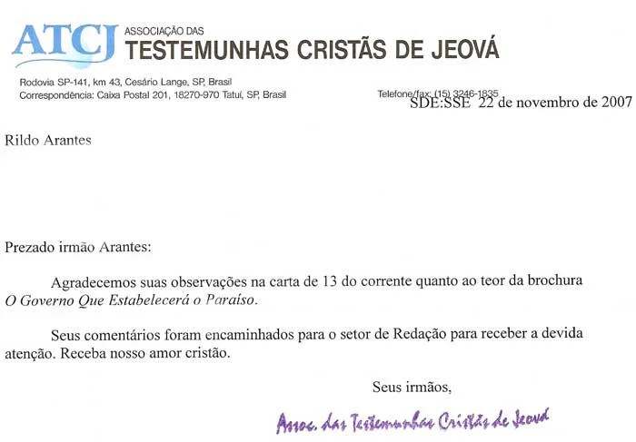 Carta Torre Resposta Torre
