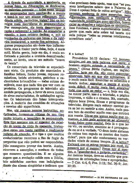 Pensam os outros por voce artigo de Despertai 22 de fevereiro de 1979