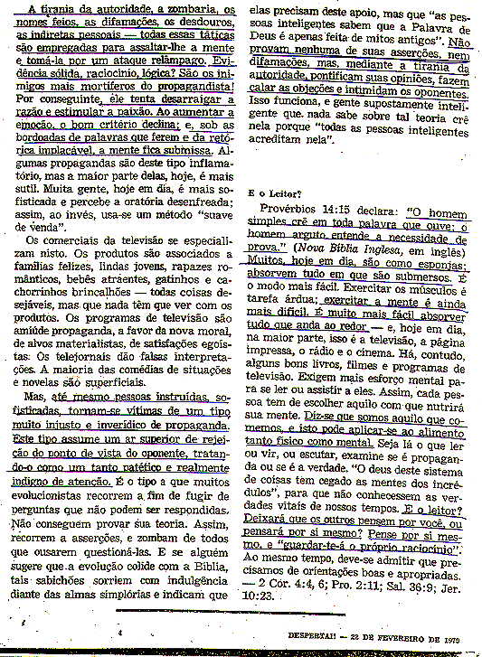 artigo de Despertai 22 de fevereiro de 1979